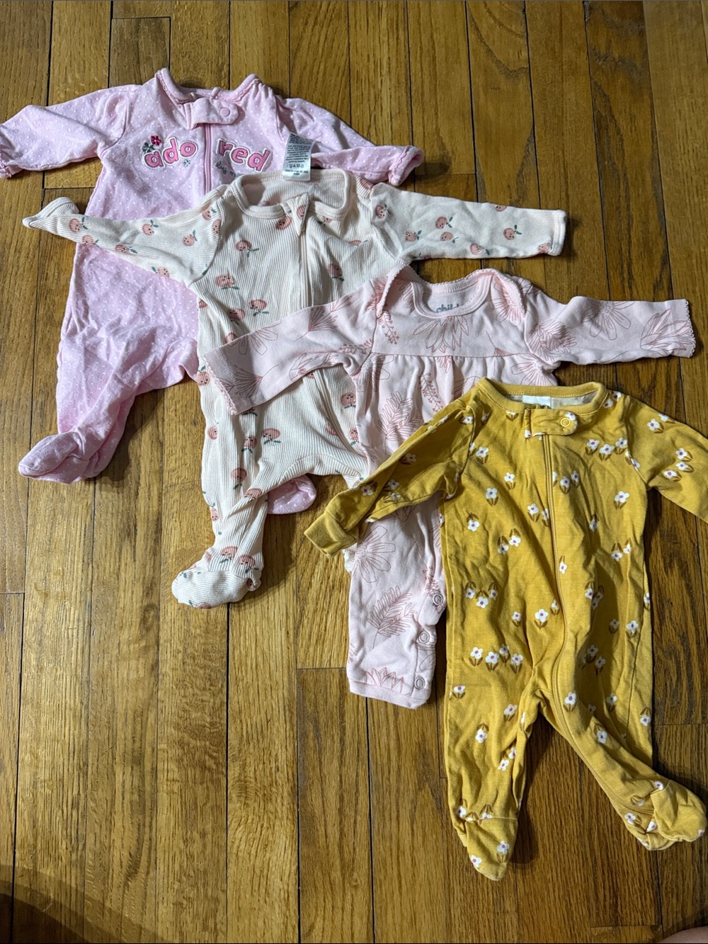 Mixed Pack: Pink & Mustard Floral Baby One-Pieces